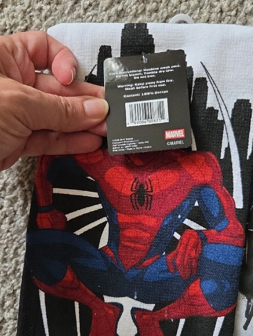 3 Piece Set Disney Marvel Spider-Man Kitchen Towel and Pot Holders - New NWT